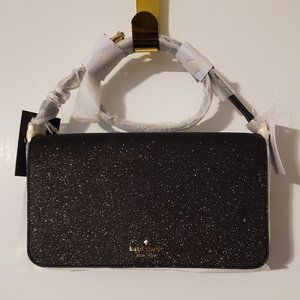 Kate Spade Black Glitter Tinsel Flap Shoulder Bag